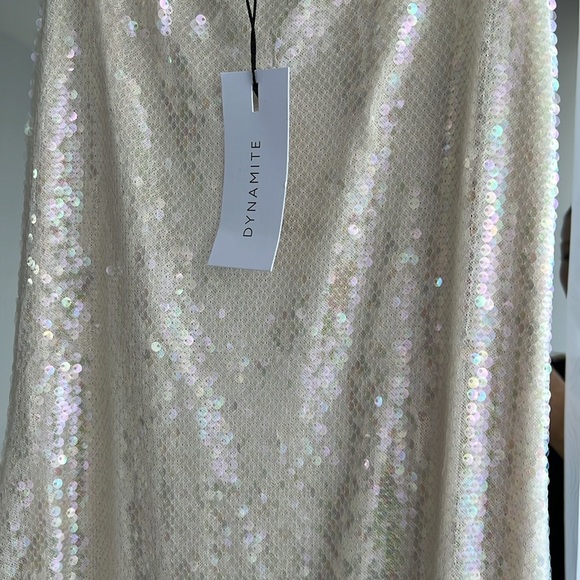 Dynamite white/cream sequin midi dress - Picture 4 of 5